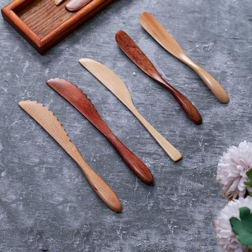 5Pcs Wooden tableware knife 19cm 18cm 16.5cm steak knife solid wood spatula knife butter knife dumpling wooden knife