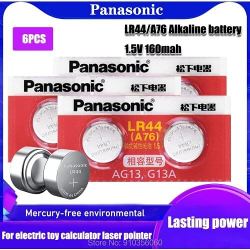 6pcs Panasonic AG13 Coin Cell Battery AG 13 1.5V LR44 357 357A S76E G13 Alkaline Button Batteries For Watch Electronic Remote
