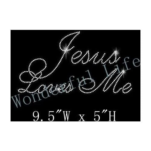 Free Shipping Jesus Loves Me Style 2 Iron On DIY Rhinestone Transfer