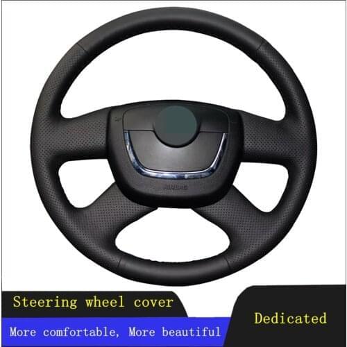 DIY Car Steering Wheel Cover Black Hand-stitched Artificial Leather For Skoda Octavia 2009-2013 Citigo 2011-2012 Roomster Fabia