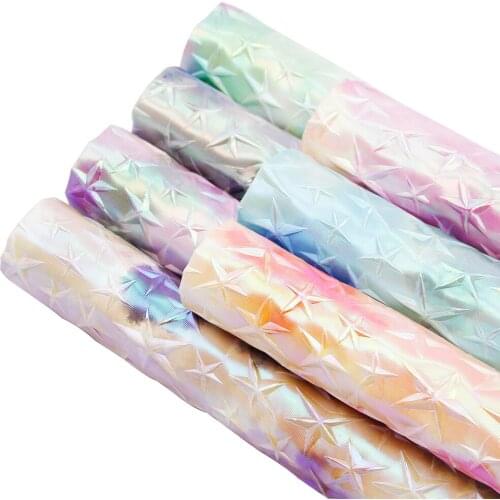 David accessories 20*33cm Bump Texture Tie Dye Star Faux Synthetic Leather for Bows Bags Phone Cover DIY Project ,1Yc11205