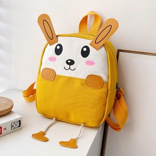Childrens Cartoon Backpacks Kindergarten Solid Color Unisex Canvas Bookbag Kids Toddler School Bags For Girl Boy Gift Bagpack
