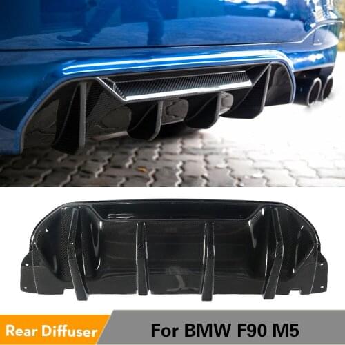Car Rear Bumper Diffuser Lip Spoiler for BMW 5 Series F90 M5 2018 - 2020 Rear Diffuser Lip Spoiler Carbon Fiber
