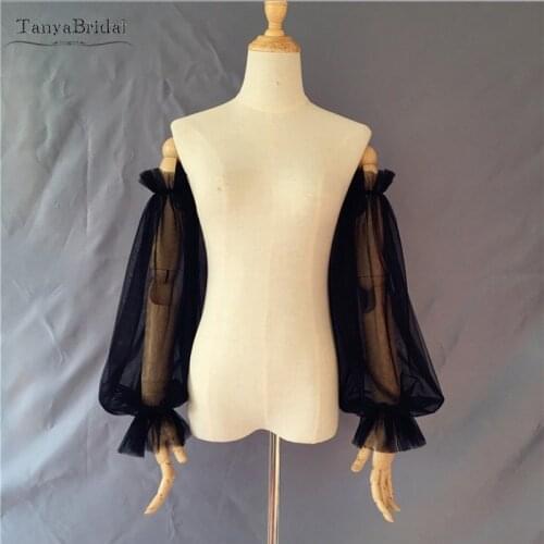 White Ivory Black Long Fingerless Lace Wedding Gloves 5 Colors Tulle Sheer Gloves Women Bridal Party Evening Dress Gloves