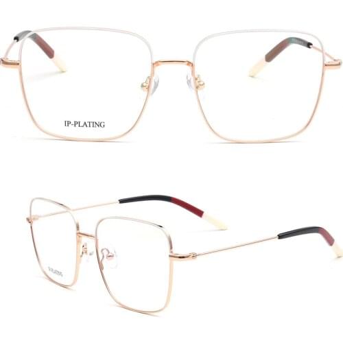 Women Metal Frame Glasses Men Square Oversized Optical Eyeglass Frames Rose Gold Black Vintage Fashionable Prescription Eyewear