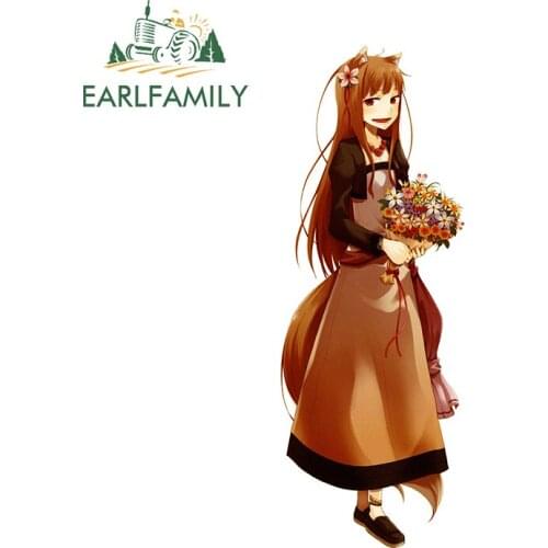 EARLFAMILY 13cm x 4.8cm for Spice and Wolf Anime Car Sticker Personality Windshield Decal Waterproof Scratch-Proof Decoration