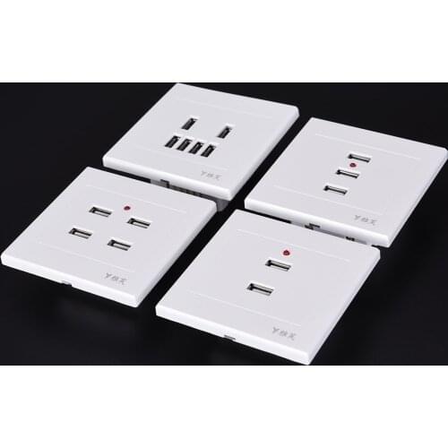 USB DC 2/3/4 /6Ports 5V 3.1A Electric Wall Charger Dock Station Socket Power Outlet Panel Plate Switch Power Adapter Plug