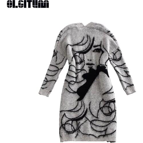 Hot Sale Arrivals European and American Pattern Loose Bat Sleeve Long Cardigan Sweater Thick Sweater Coat Female SW147