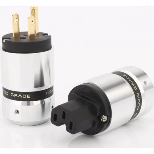 Hi-End Gold Plated US Power Cable Plug IEC Connector Female male Plug HIFI DIY Mains Power Cable