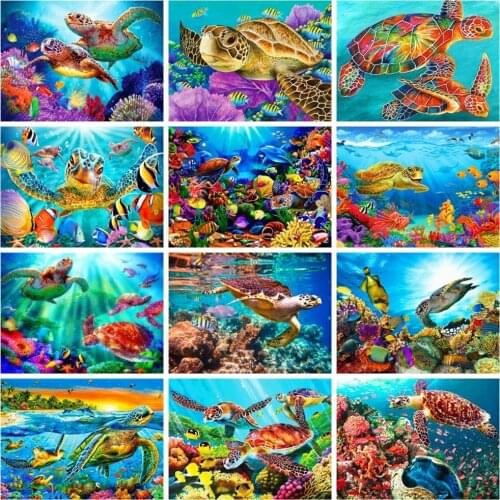 HUACAN 5D DIY Diamond Painting Full Square Drill Turtle Animal Home Decoration Embroidery Picture Handcraft Art Kits