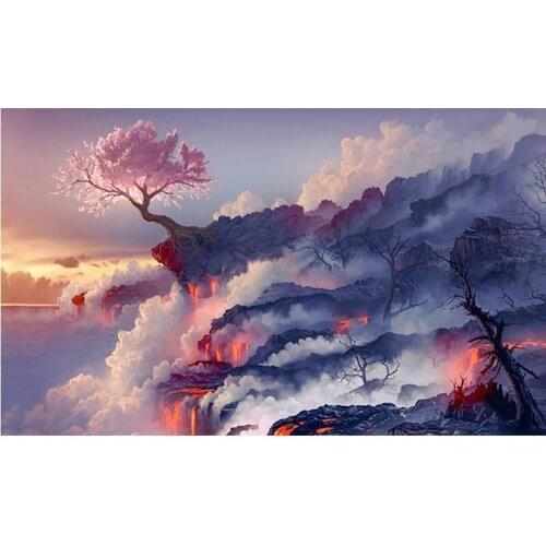 Full Square/Round 5d diy diamond embroidery "Volcano Cherry Tree" diamond painting Cross Stitch Rhinestone mosaic home decor