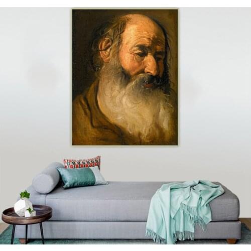 Georges de la Tour《Head of an old bearded man》Canvas Oil Painting Artwork Aesthetic Picture Wall Hanging Decor Home Decoration