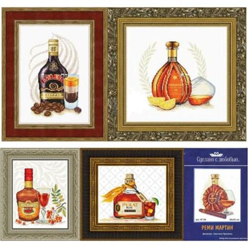 Counted Cross Stitch Kit Brandy Rum Bailey Remy Martin Courvoisier XO Wine Beer Drink, 1 set
