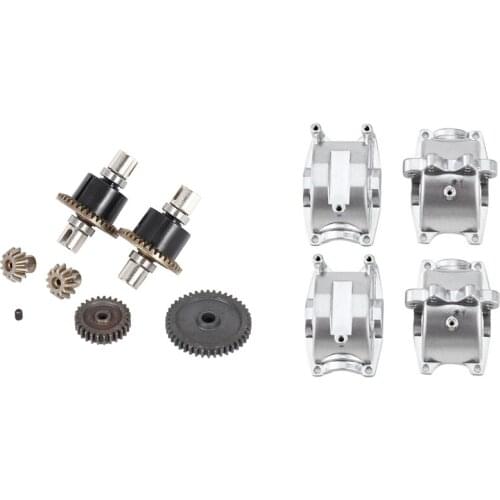 2Pc Front and Rear Gear Box Set for WLtoys 1/18 A959 A959B A969 & 1set Car Bottom Upgrade Metal Differential 27T42T Gear