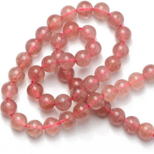 Wholesale Natural Stone Crystals Beads Strawberry Quartz Round Loose Beads 4 6 8 10 12mm for DIY Jewelry Bracelet Necklace