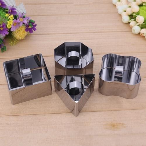 Narkalıp Square Hexagonal, Triangle, Clover Small Size Cake Mould 4'lü Suit