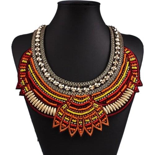 Hot 2020 New Fashion Elegant Ethnic Necklace Pendant MultiColor Vintage Bohemian Choker Collar Necklaces Statement For Women