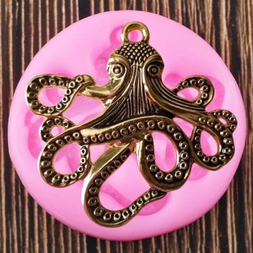 Sea Animals Octopus Silicone Mold Chocolate Candy Polymer Clay Mold DIY Cake Baking Cupcake Topper Fondant Cake Decorating Tools