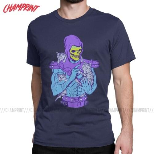 Men Skeletor He-Man Masters Of The Meowniverse T Shirts Pure Cotton Clothes Short Sleeve Tee Shirt Graphic Printed T-Shirts