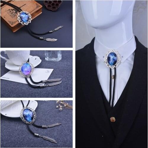 Hot Collar Rope Vintage Crystal Sky Star ocean Bolo Tie Mens Gem Bow tie Ties For Men Necklace accessories Wedding Necktie