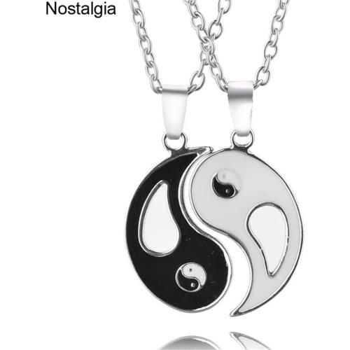 Nostalgia Enamel Tai Chi Yin Yang Puzzle Piece Best Friends Pendant Gift Religious BFF Jewelry Best Friend Necklace Bestfriend