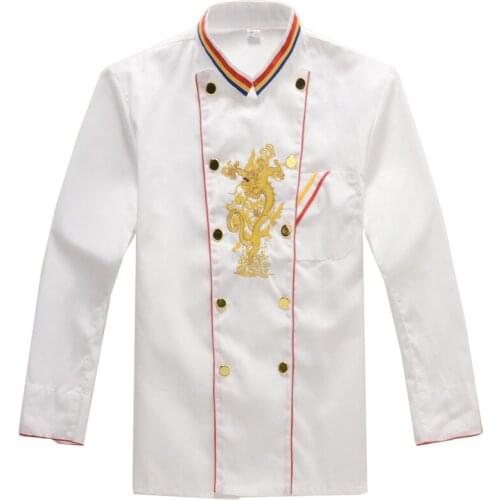 New Winter Chinese style long -sleeve Chef service Embroidered dragon Hotel working wear Restaurant chef jackets Chef uniform