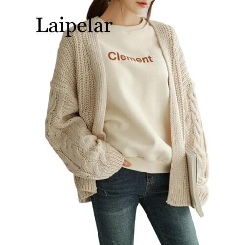 Laipelar 2019 Autumn Women Cardigans Sweaters Casual Long Sleeve Loose Knitting Cardigan Fashion Solid Outwear Harajuku Female