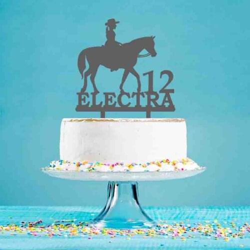 Personalized Name Age Girl Riding Horse Cute Cake Topper For Girls Birthday Party Cake Decoration Topper