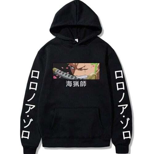 Roronoa Zoro Print Anime Hoody Streetwear Tops Men Hoodies One Piece Anime Pullovers Hoodies Sweatshirts