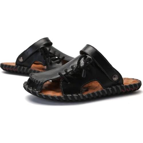 Man sandals Fashion Summer Sandals Male Genuine Leather Beach Casual Sandals Mens Shoes Man Luxury Beach Shoes Classic Slippers