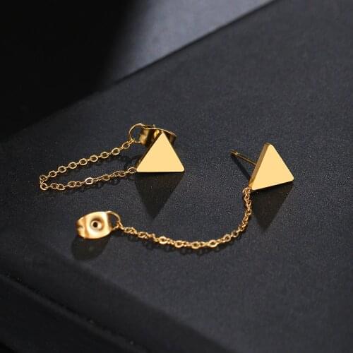 Stainless Steel Earrings 2021 Trend Geometric Element Solid Triangle Fashion Tassel Chain Earrings For Women Jewelry Friend Gift