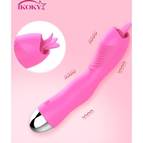 IKOKY Silicone Tongue Licking Vibrator G-spot Massager Female Masturbator Clitoris Stimulator 12 Frequency Sex Toys for Woman