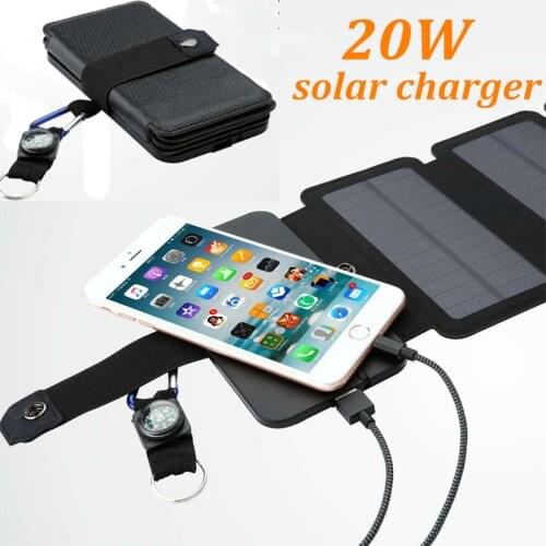 20W Folding Solar Panels Cells Charger Sun Energy USB Output fast charging Devices Portable for Smartphones Tablet