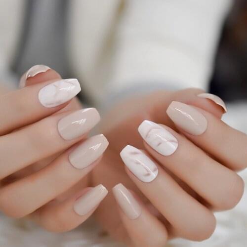 Mixed Textured Different Colors Design Coffin Medium Size Press On Full Cover Nails Reuseable Detachable Supplying Wholesale Set