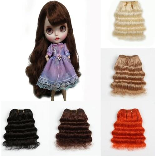 16cm Wool Hair Extensions Hair Wefts Khaki Pink Black Deep Wave Doll Hair Wigs for BJD/SD/American Doll DIY Handmande Doll Wigs