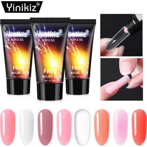 Yinikiz New 30ml Acrylic Gel Fast UV LED Builder Gel Nail Extend Uv Nail Gel Polish Jelly Poly Extension Nail Gel