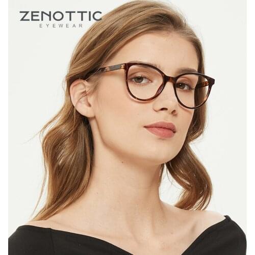 ZENOTTIC Anti Blue Light Blocking Glasses Frame Men Cat Eye Optical Computer Gaming Eyewear Frame Myopia Prescription Eyeglasses