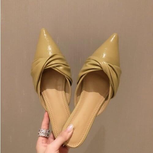 2021 New Bag Pointed Flat Knotted Half Slippers Women Outer Wear Super Soft and Comfortable Slippers Women Shoes