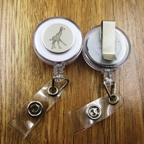 Giraffe ID Badge Reel gift for him/her friend family retractable recoil id badge holder work fun