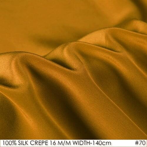 100% SILK CREPE DE CHINE 140cm width 16momme Natural Silk Pure Soie Fabric Amber Yellow NO70