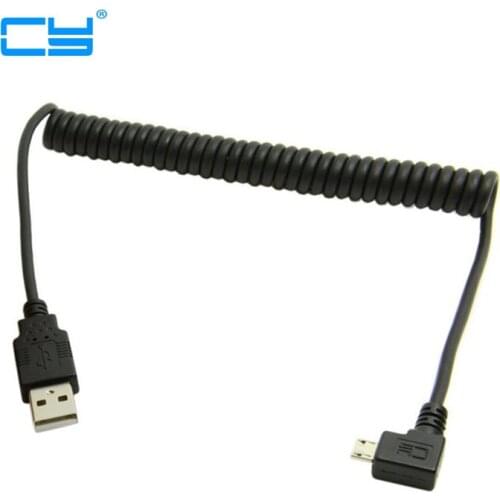 100cm Right Angled 90 degree USB 2.0 Micro Male to A Type Male Stretch Data Cable for SSD & Tablet & Cell Phone