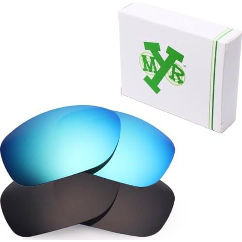 2 Pairs Mryok POLARIZED Replacement Lenses for Oakley Pit Bull Sunglasses Stealth Black & Ice Blue