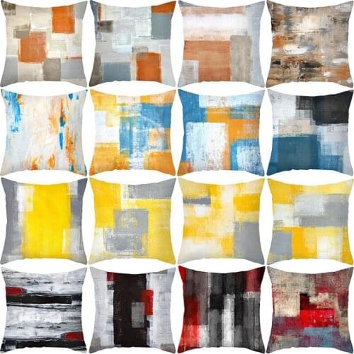 2021 New Abstract Hand Painting Throw Pillow Case Geometry Cushion Covers for Home Sofa Chair Decorative Pillowcases 45*45 Cm