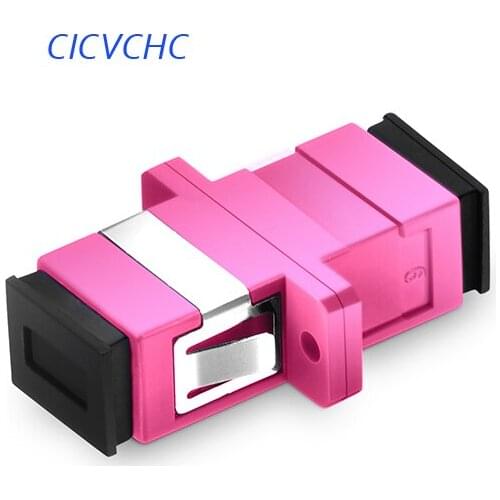 50pcs SC/UPC Adapter-Multimode(OM4) -Simplex-with Flange-Pink