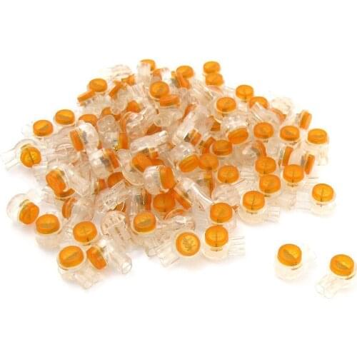 50 Pieces Yellow Button Gel Filled Phone Wire Butt Splice UY Connector 2 Port
