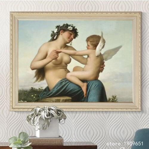 No frame religious figures nude angels flower woman canvas printings oil painting printed on cotton wall art decoration picture