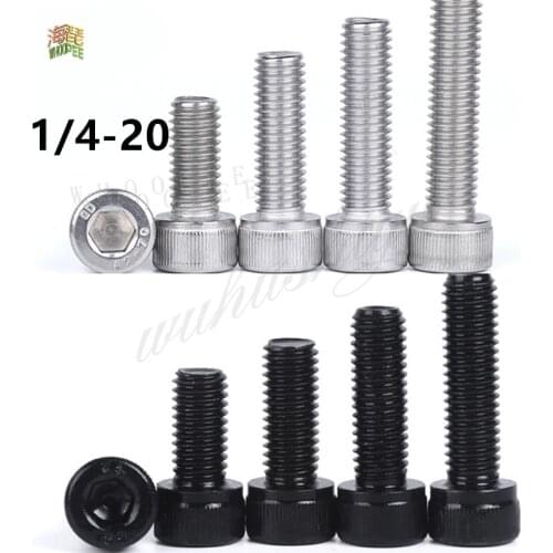 10Pcs Coarse thread UNC 1/4-20*L Hex Hexagon Socket Cap Allen Head Screw /BoltHex Hexagon Socket Button Head Round Screw Bolt