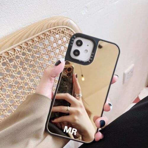 Custom Name Initials Phone Cover for iphone 12 Case 11 Pro Max 7 8 Plus SE 2020 Couple Gift Funda X XS XR Makeup Mirror case