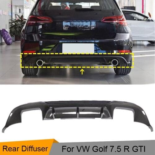 Car Rear Bumper Diffuser Lip Spoiler For VW Golf 7.5 R GTI 2D 4D MK7.5 Hatchback 2018-2020 Carbon Fiber Rear Bumper Diffuser Lip