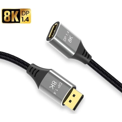 DP1.4 Extension Cable Male to Female 8K@60Hz 4K@144Hz DisplayPort to DisplayPort Extension Cable DP to DP 8K Extension Cable